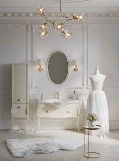 Пенал напольный Clarberg Borgia BOR0548BG 48x182см слоновая кость/патина золото